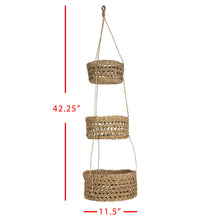 Hanging Accent Three Natural Woven Baskets