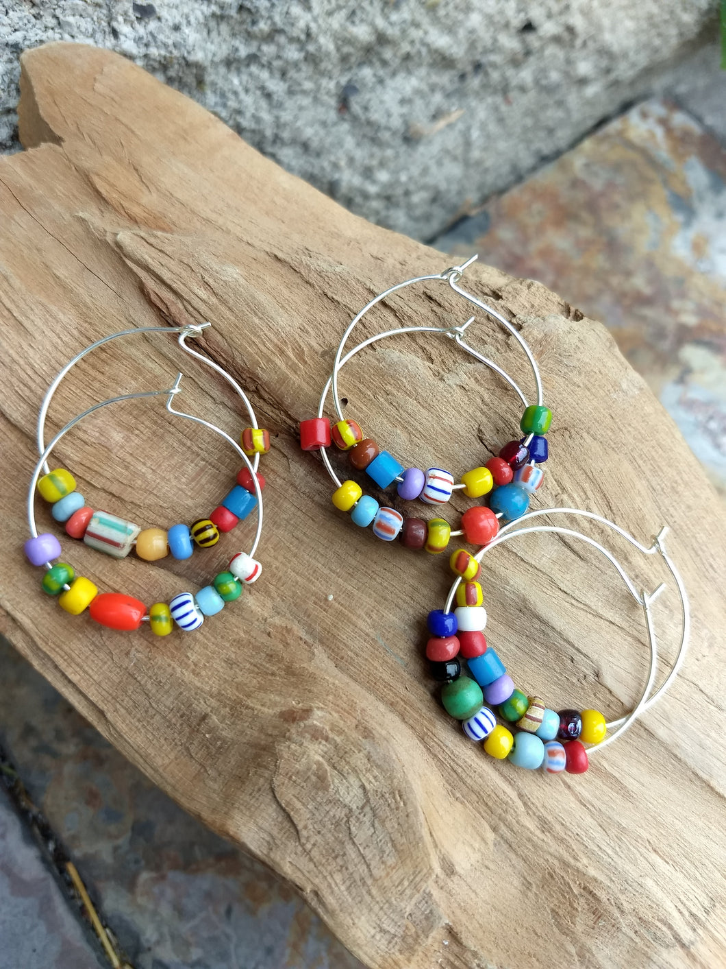 African Fair Trade Bead Hoop Earrings