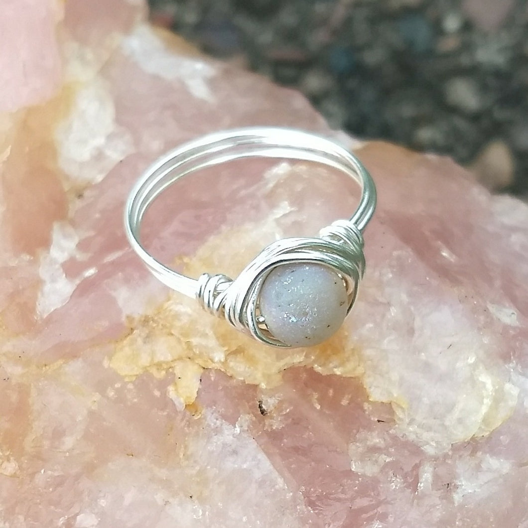 Silver Wrapped Stardust Ring