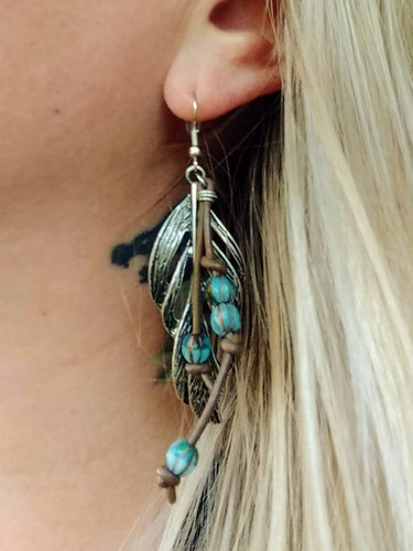 Feather and Leather Earrings