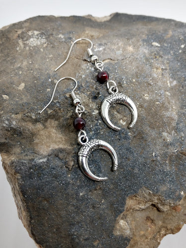 Garnet Crescent Earrings