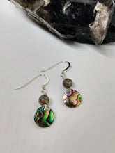 .925 Silver Labradorite and Abalone Earrings