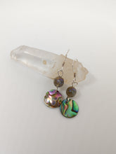 .925 Silver Labradorite and Abalone Earrings