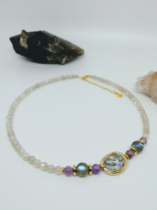 Moonstone and Abalone Necklace