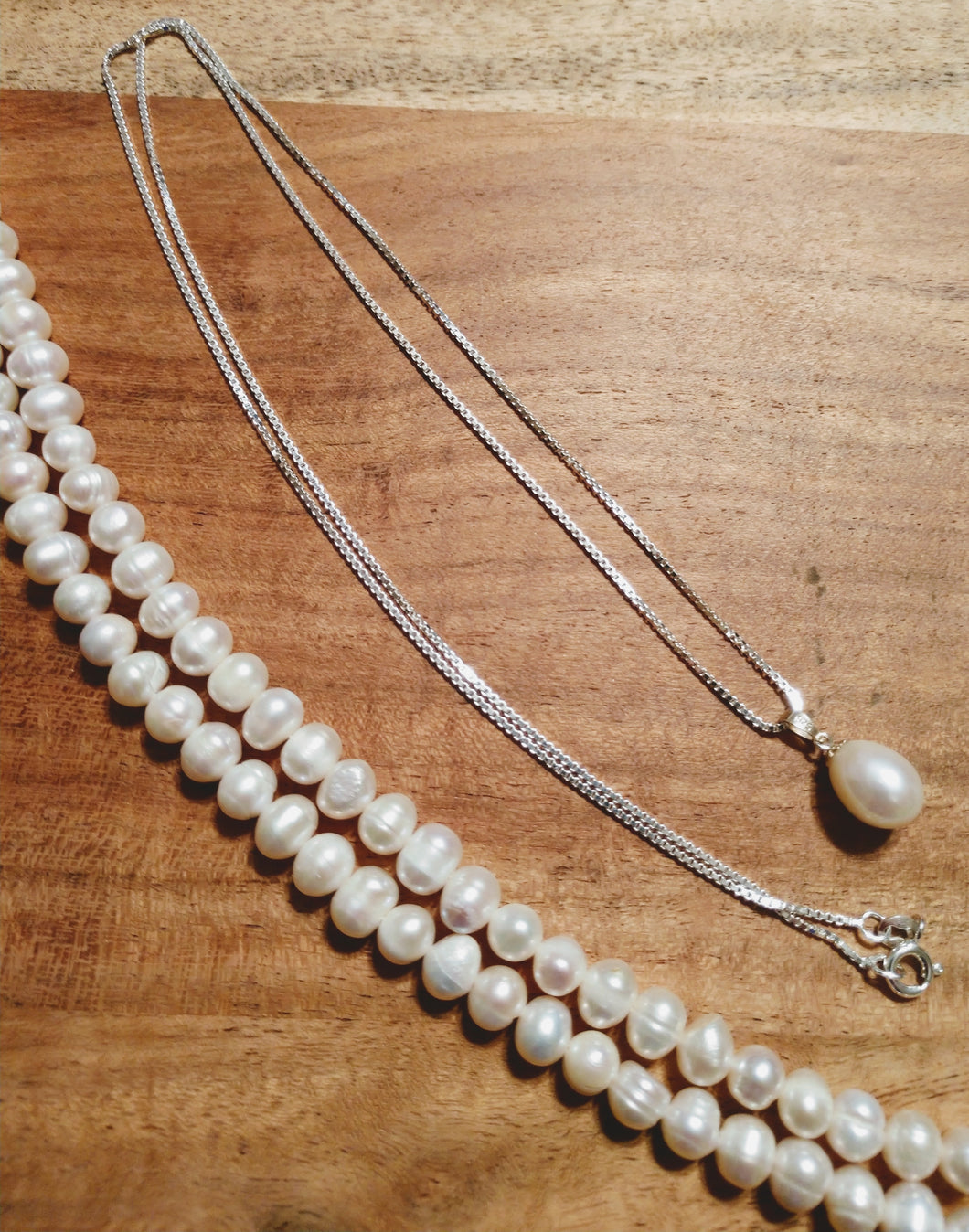 Pearl Drop Silver Necklace
