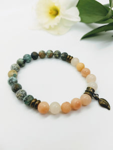 African Turquoise and Rose Aventurine Stretch Bracelet