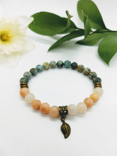 African Turquoise and Rose Aventurine Stretch Bracelet
